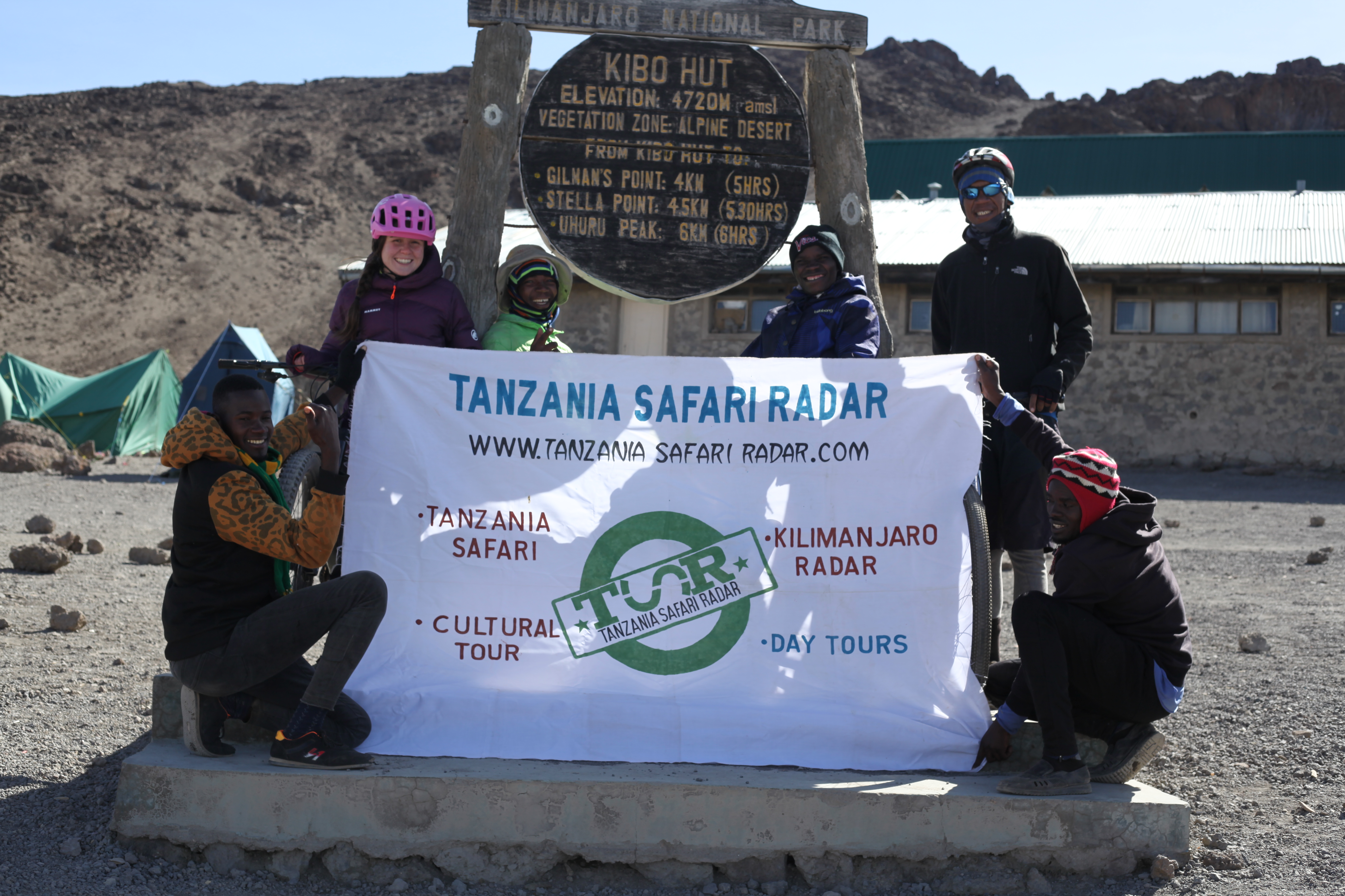 Guided high-altitude group on a Mount Kilimanjaro climbing tour