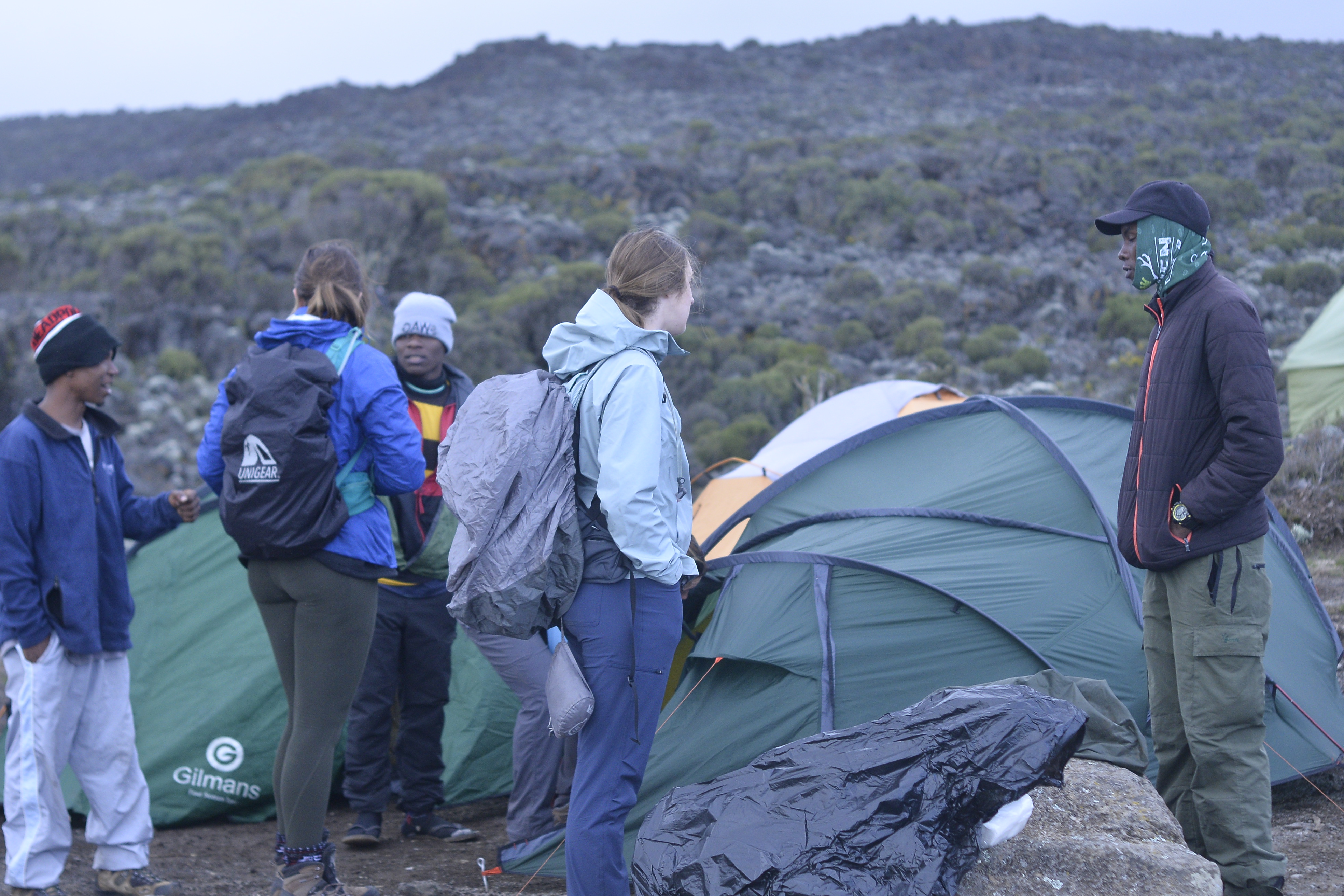 Hikers traversing the northern slopes via the Rongai Route