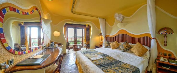 Luxury safari Lodges suite with a private viewing deck overlooking the savanna